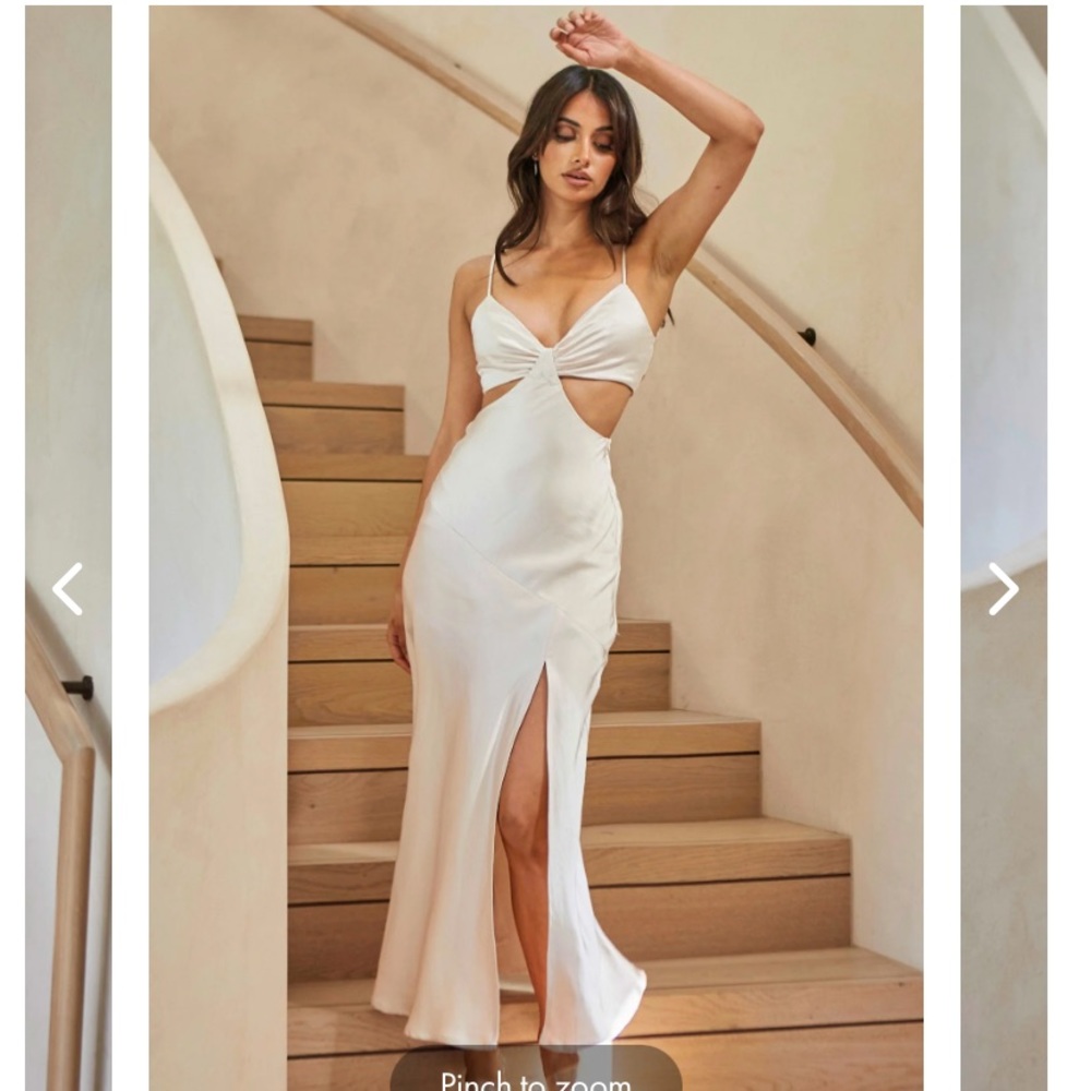 Acapulco Cami Strap Tied Back Satin Maxi Dress Champagne